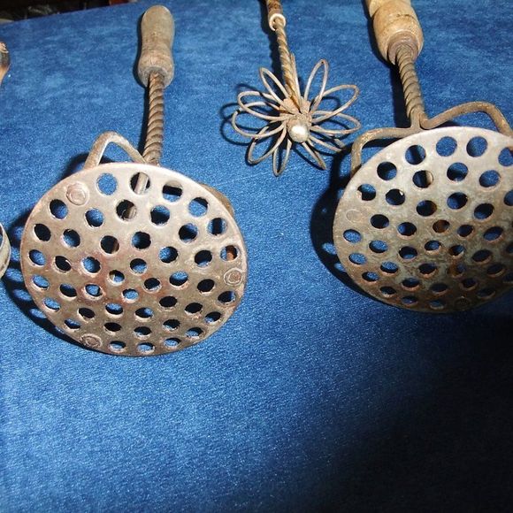 Antique Potatoes Masher & whisk  & egg beater 4 items in total - Picture 7 of 8